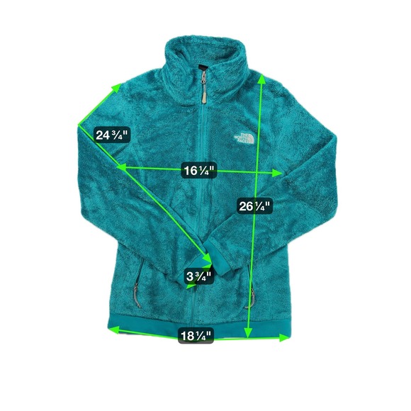 The North Face Osito Jacket Womens Small Teal Blue Fuzzy Fleece Full Zip - Picture 4 of 8